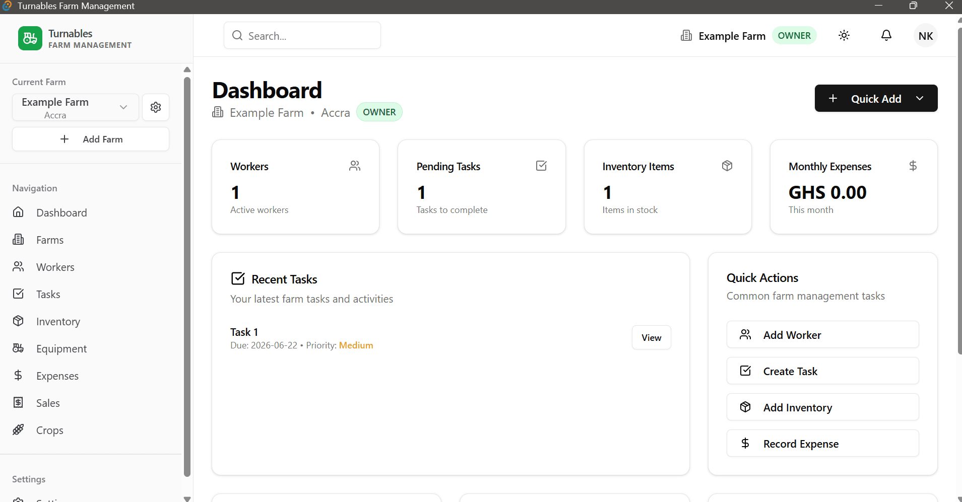 Turnables Farm Management Dashboard